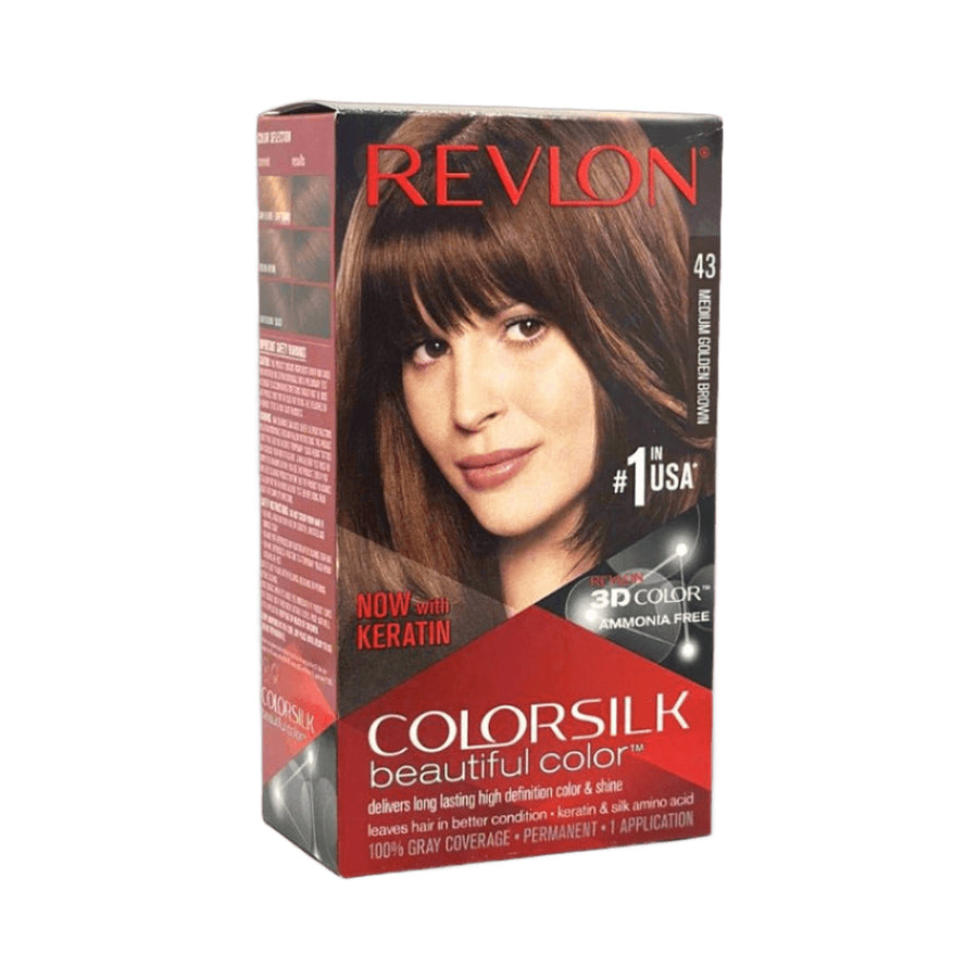 Revlon ColorSilk Beautiful Permanent Hair Color, 43 Medium Golden Brown