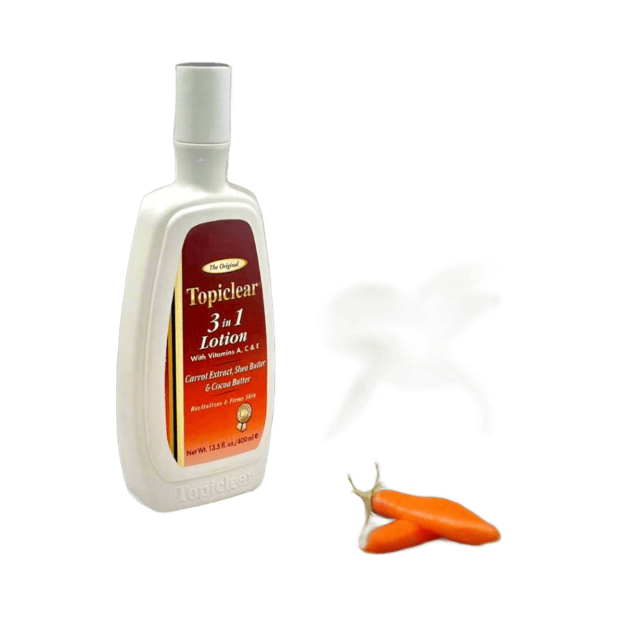 Topiclear 3 in 1 Lotion w/ Vit A, C & E Carrot Extract, Shea & Cocoa Butter 400 ml