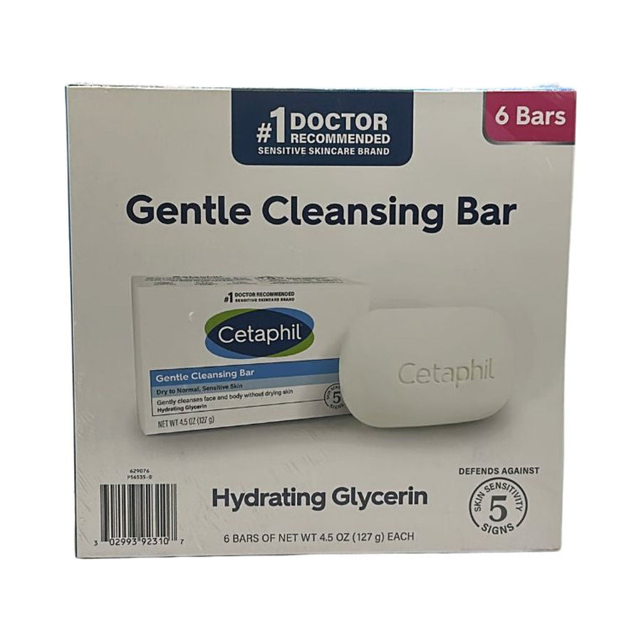 Cetaphil Gentle Cleansing Moisturizes Bar 6 Pack 4.5 Oz Each